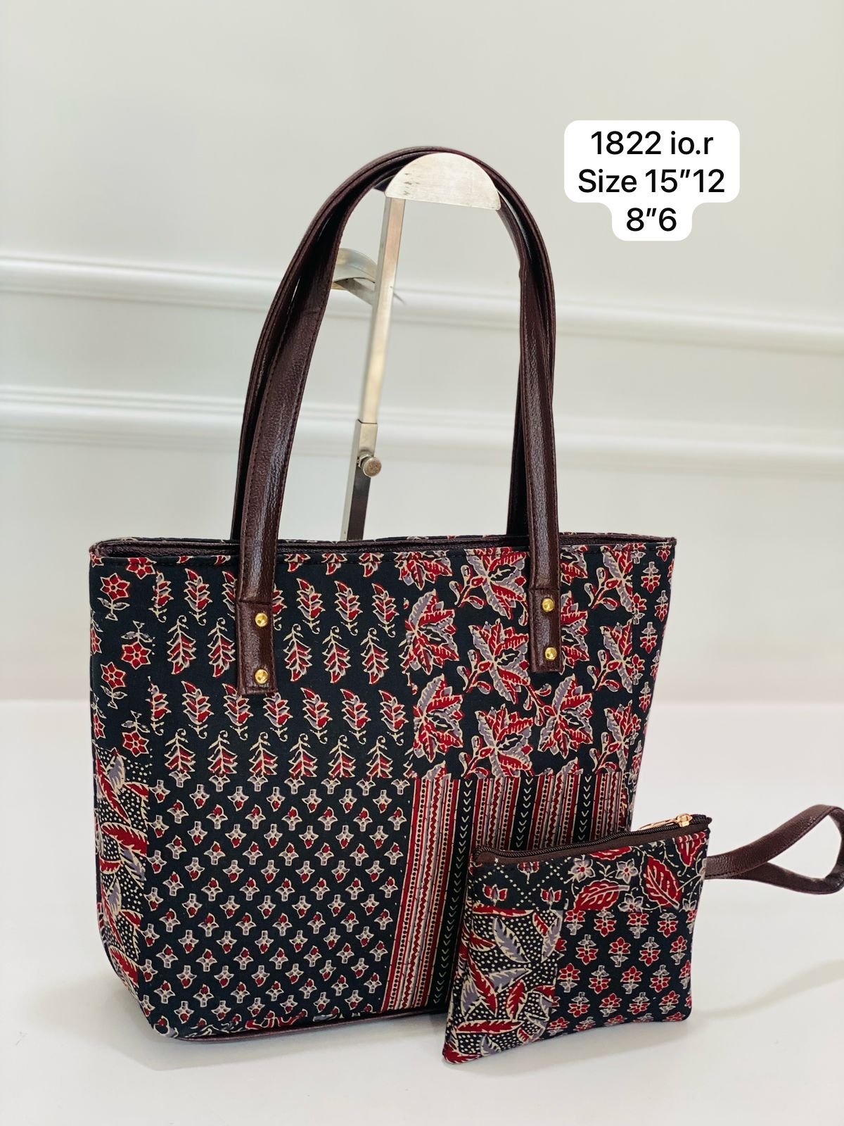 Official tote bag with hand block printed fabric