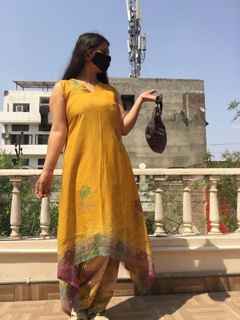 Saree with geometric designs